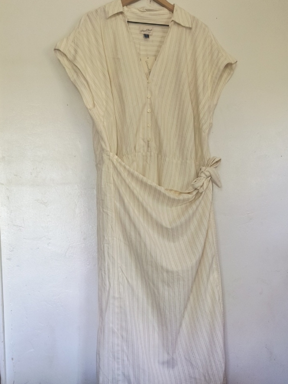 NWT Universal Thread Cream Striped Wrap-Tie Shirt Dress Sz XXL Women - Picture 11 of 12